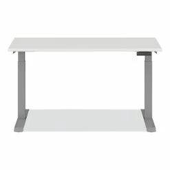 Coupon 😀 AdaptivErgo Three-Stage Electric Height-Adjustable Table W/Memory Controls, Top/Base Bundle, 30" To 49"h, White Top/Gray Base 🎁