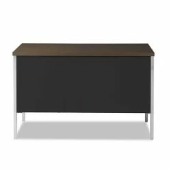 Hot Sale ⭐ Single Pedestal Steel Desk, Metal Desk, 45.25w X 24d X 29.5h, Mocha/Black 🤩 -Essentials shop ALESD4524BM 3