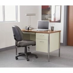 Outlet π Single Pedestal Steel Desk, Metal Desk, 45.25w X 24d X 29.5h, Cherry/Putty π 10 Outlet π Single Pedestal Steel Desk, Metal Desk, 45.25w X 24d X 29.5h, Cherry/Putty π -Essentials shop ALESD4524PC 2