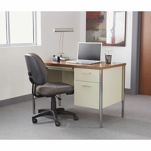 Outlet π Single Pedestal Steel Desk, Metal Desk, 45.25w X 24d X 29.5h, Cherry/Putty π 5 Outlet π Single Pedestal Steel Desk, Metal Desk, 45.25w X 24d X 29.5h, Cherry/Putty π - Image 3
