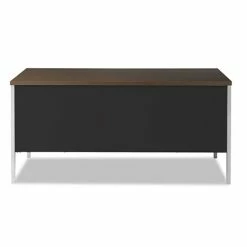 Budget 👏 Double Pedestal Steel Desk, Metal Desk, 60w X 30d X 29.5h, Mocha/Black 😍 -Essentials shop ALESD6030BM 2