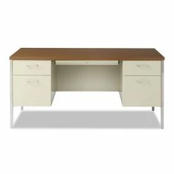 Top 10 🎉 Double Pedestal Steel Desk, Metal Desk, 60w X 30d X 29.5h, Cherry/Putty 🔔 -Essentials shop ALESD6030PC 4