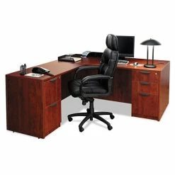 Hot Sale ❤️ Valencia Series Straight Desk Shell, 59.13w X 29.5d X 29.63h, Medium Cherry 🤩 -Essentials shop ALEVA216030MC 2