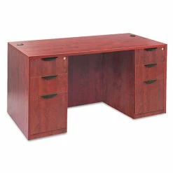 Hot Sale ❤️ Valencia Series Straight Desk Shell, 59.13w X 29.5d X 29.63h, Medium Cherry 🤩 -Essentials shop ALEVA216030MC 3