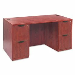 Hot Sale ❤️ Valencia Series Straight Desk Shell, 59.13w X 29.5d X 29.63h, Medium Cherry 🤩 -Essentials shop ALEVA216030MC 4
