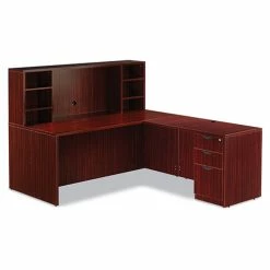 Brand new 😉 Valencia Series Straight Front Desk Shell, 71w X 35.5d X 29.63h, Mahogany ❤️ -Essentials shop ALEVA217236MY 4