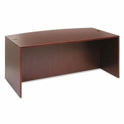 Best Pirce 𧨠Valencia Bow Front Desk Shell, 71w X 35.5d To 41.38d X 29.63h Mahogany π