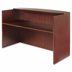 Hot Sale 🔥 Valencia Series Reception Desk With Counter, 71w X 35.5d X 42.5h, Mahogany 😍