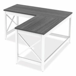 Flash Sale ❤️ Workspace By L-Shaped Farmhouse Desk, 58.27" X 58.27" X 29.53", Gray/White 💯 -Essentials shop ALEWSF5959GY 3
