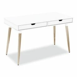 Outlet 🎁 Workspace By Scandinavian Writing Desk, 47.24" X 23.62" X 29.53", White/Beigewood 🔥
