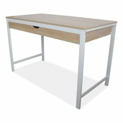 Best Pirce 💯 Workspace By Modern Writing Desk, 47.24" X 23.62" X 29.92", Beigewood/White ✔️