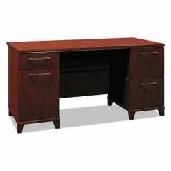 Buy 🛒 Enterprise Collection 60W Double Pedestal Desk, 60w X 28.63d X 29.75h, Harvest Cherry (Box 2 Of 2) 🔥