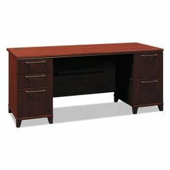 Best Sale ✨ Enterprise Collection 72W Double Pedestal Desk, 70.13w X 28.63d X 29.75h, Harvest Cherry (Box 2 Of 2) 🥰