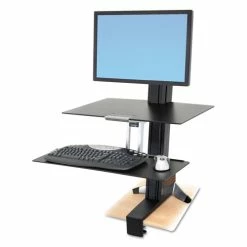 Brand new 🔥 Ergotron WorkFit-S Sit-Stand Workstation With Worksurface, LCD HD Monitor, Aluminum/Black ✨
