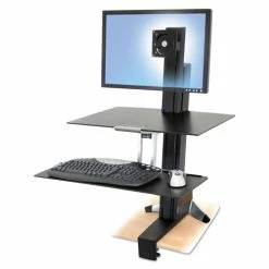 Brand new 🔥 Ergotron WorkFit-S Sit-Stand Workstation With Worksurface, LCD HD Monitor, Aluminum/Black ✨ -Essentials shop ERG33351200 2