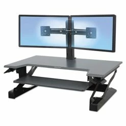 Best deal 🧨 Ergotron WorkFit-T Desktop Sit-Stand Workstation, 35w X 22d X 20h, Black 🌟 -Essentials shop ERG33397085 3