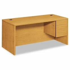 Cheap 🔔 10500 Series "L" Right 3/4 Height Pedestal Desk, 66w X 30d X 29.5h, Harvest 🎁