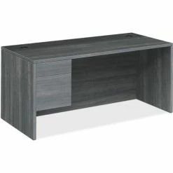 Coupon 🤩 Left Pedestal Desk, 66"Wx30"Dx29-1/2"H, Sterling Ash 🤩