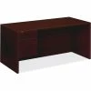 New 🔥 10500 Series "L" Left 3/4 Height Pedestal Desk, 66w X 30d X 29.5h, Mahogany 🎉 -Essentials shop HON10584LNN