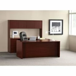 Cheapest 😍 10500 Series Large "L" Or "U" 3/4 Height Pedestal Desk, 72w X 36d X 29.5h, Mahogany 🌟 -Essentials shop HON10586LNN 2