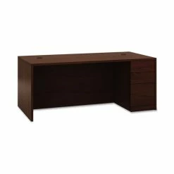 Hot Sale 🥰 10500 Series "L" Single Pedestal Desk, Right Full-Height Ped, 72w X 36d X 29.5h, Mahogany 😀