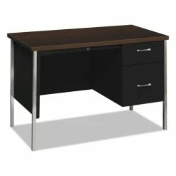 Promo 😍 34000 Series Right Pedestal Desk, 45.25w X 24d X 29.5h, Mocha/Black 🛒