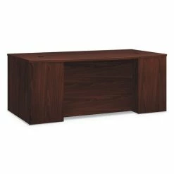 Promo ✔️ Foundation Breakfront Desk Shell Bow Front, 72w X 42d X 29h, Mahogany 👏