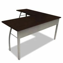 New 😀 Trento Line L-Shaped Desk, 59.13w X 59.13d X 29.5h, Mocha/Gray 🔔