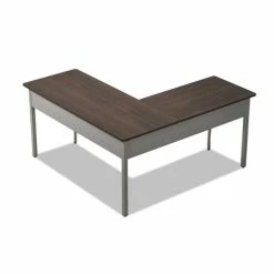 New 😀 Trento Line L-Shaped Desk, 59.13w X 59.13d X 29.5h, Mocha/Gray 🔔 -Essentials shop LITTR737MOC 3