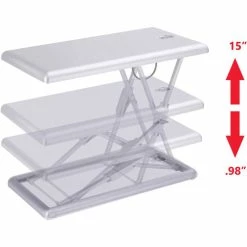 Flash Sale 🥰 Portable Desk Riser, Up To 19" Screen Support, 15" Height X 19" Width X 20.3" Depth, Portable, Desktop, Plastic, Silver 👏 -Essentials shop LLR00078 3