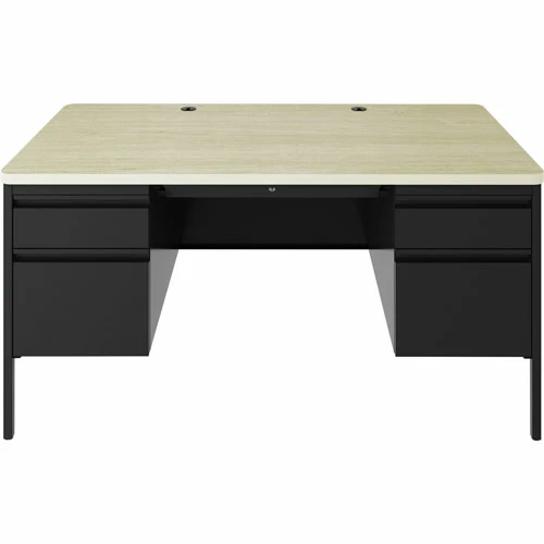 Budget β¨ Fortress Double-pedestal Teacher's Desk, 60" X 29.5" X 30" , 0.8" Modesty Panel, Double Pedestal, T-mold Edge, Material: Steel, Laminate Surface, Finish: Maple, Black π 4 Budget β¨ Fortress Double-pedestal Teacher's Desk, 60" X 29.5" X 30" , 0.8" Modesty Panel, Double Pedestal, T-mold Edge, Material: Steel, Laminate Surface, Finish: Maple, Black π - Image 3