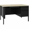 Best reviews of 🔥 Fortress Single-pedestal Teacher's Desk, 48" X 29.5" X 30" , 0.8", Maple Surface, Black 👍