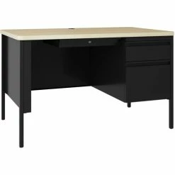 Best reviews of 🔥 Fortress Single-pedestal Teacher's Desk, 48" X 29.5" X 30" , 0.8", Maple Surface, Black 👍