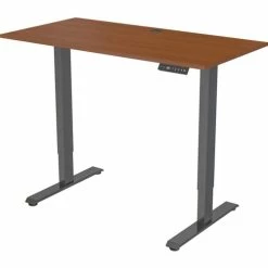 Promo 👍 Desk, Height-Adj, 48"x24"x28.9"-47.2" , Walnut/Black 👏