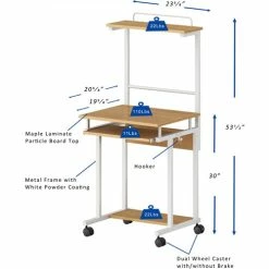 New π Mobile Computer Workstation - 23.6" X 20.6" X 53.5" - 2 Shelve(s) - Material: Medium Density Fiberboard (MDF), Metal Frame - Finish: Maple Laminate, White π 12 New π Mobile Computer Workstation - 23.6" X 20.6" X 53.5" - 2 Shelve(s) - Material: Medium Density Fiberboard (MDF), Metal Frame - Finish: Maple Laminate, White π -Essentials shop LLR18244 4