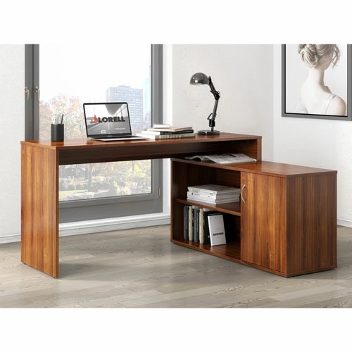 Promo π L-Shape Workstation With Cabinet - L-shaped Top - 29.25" Height X 60" Width X 47.25" Depth - Assembly Required - Mahogany, Laminated - Particleboard 𧨠7 Promo π L-Shape Workstation With Cabinet - L-shaped Top - 29.25" Height X 60" Width X 47.25" Depth - Assembly Required - Mahogany, Laminated - Particleboard 𧨠- Image 5
