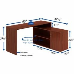 Promo π L-Shape Workstation With Cabinet - L-shaped Top - 29.25" Height X 60" Width X 47.25" Depth - Assembly Required - Mahogany, Laminated - Particleboard 𧨠13 Promo π L-Shape Workstation With Cabinet - L-shaped Top - 29.25" Height X 60" Width X 47.25" Depth - Assembly Required - Mahogany, Laminated - Particleboard 𧨠-Essentials shop LLR18314 5