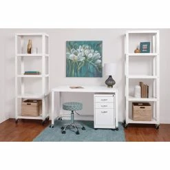 Flash Sale 🧨 Ready-to-Assemble Mobile Desk, 48" X 23" X 29-1/2", White 🔔 -Essentials shop LLR34418 2