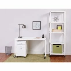 Flash Sale 🧨 Ready-to-Assemble Mobile Desk, 48" X 23" X 29-1/2", White 🔔 -Essentials shop LLR34418 3
