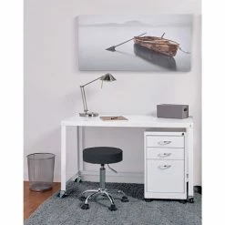 Flash Sale 🧨 Ready-to-Assemble Mobile Desk, 48" X 23" X 29-1/2", White 🔔 -Essentials shop LLR34418 5