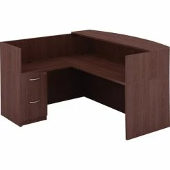 Hot Sale 🎁 Reception Desk, 35-2/5" X 71" X 42-1/2", Mahogany 🎁 -Essentials shop LLR59582 1