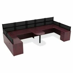 Hot Sale 🎁 Reception Desk, 35-2/5" X 71" X 42-1/2", Mahogany 🎁 -Essentials shop LLR59582 2