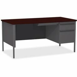 Cheap 🎁 Single Pedestal Desk, RH, 66" X 30" X 29-1/2", Mahogany 🤩