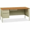 Best Sale 💯 Single Pedestal Desk, LH, 66" X 30" X 29-1/2", Putty Oak 🥰 -Essentials shop LLR60917