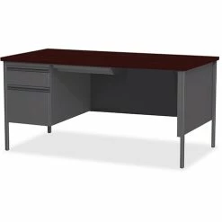 Cheapest 👍 Single Pedestal Desk, LH, 66" X 30"29-1/2", Mahogany 🛒