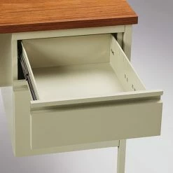 New 🧨 Double Pedestal Desk, 60" X 30" X 29-1/2", Putty Oak 🎁 -Essentials shop LLR60926 5