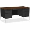 Coupon ✔️ Double Pedestal Desk, 60" X 30" X 29-1/2", Black Walnut ❤️ -Essentials shop LLR60927