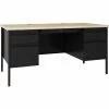 Cheapest 😀 Fortress Maple Top Double-pedestal Desk, 60" X 29.5" X 30", Maple Surface, Black 💯 1 Cheapest 😀 Fortress Maple Top Double-pedestal Desk, 60" X 29.5" X 30", Maple Surface, Black 💯 -Essentials shop LLR60930
