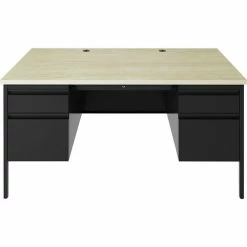 Cheapest 😀 Fortress Maple Top Double-pedestal Desk, 60" X 29.5" X 30", Maple Surface, Black 💯 -Essentials shop LLR60930 2