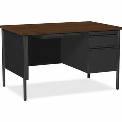 Discount 🤩 Single Pedestal Desk, RH, 48" X 30" X 29-1/2", Black Walnut 🔥